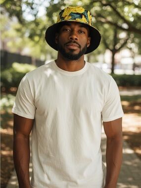 Banana Print Bucket Hat Reversible trendy Unisex hat